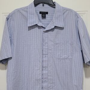 Calvin Klein CK Shirt XXL Plaid Gray Blue Cyan Big Size